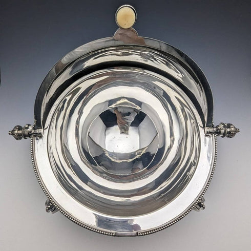 Around 1900 English antique silver plate breakfast dish MARTIN HALL